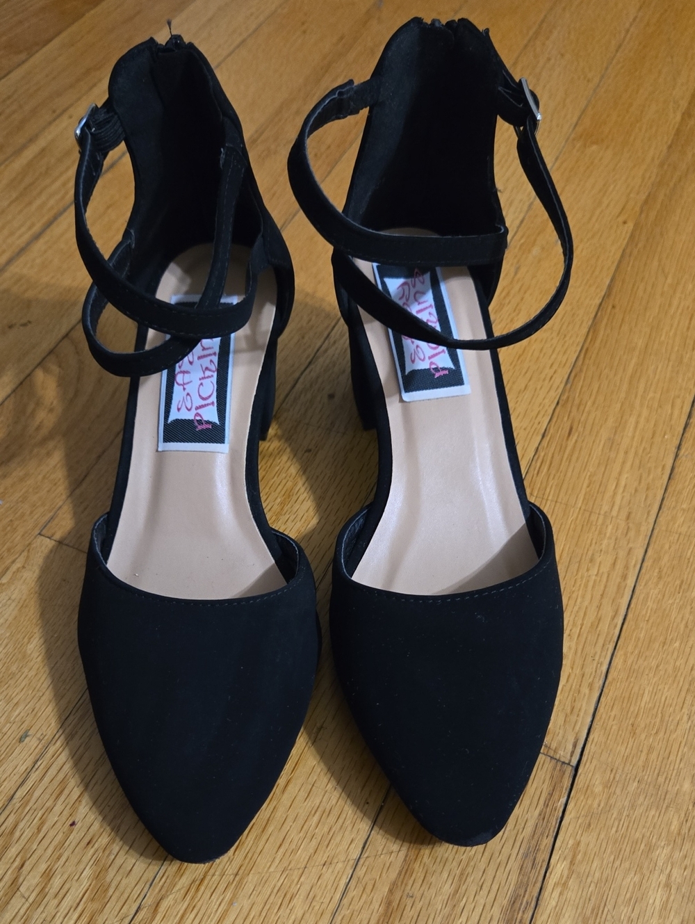 TOP Moda Black Pointed Ankle-Strap Block Heels